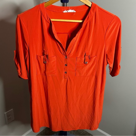 Perception Concept Tops - 🧡 Perception Concept Orange Buckle Pocket Blouse - XL 🧡